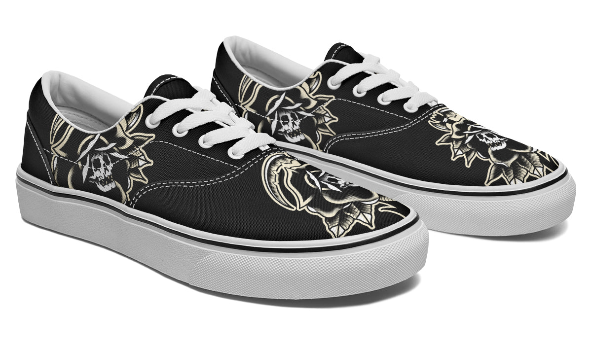 Black Rose Scythe Skull Classic Shoes