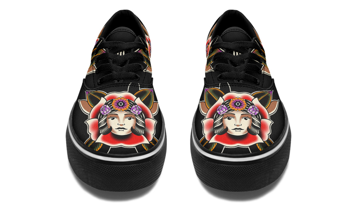 Blooming Girl Head Classic Shoes