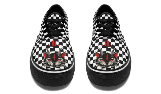 Cat Demon Checkered Classic Shoes