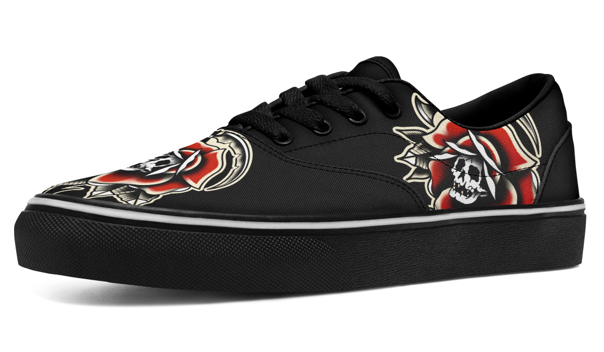 Red Rose Scythe Skull Classic Shoes