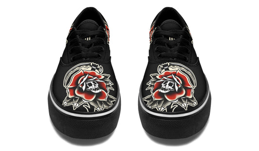 Red Rose Scythe Skull Classic Shoes