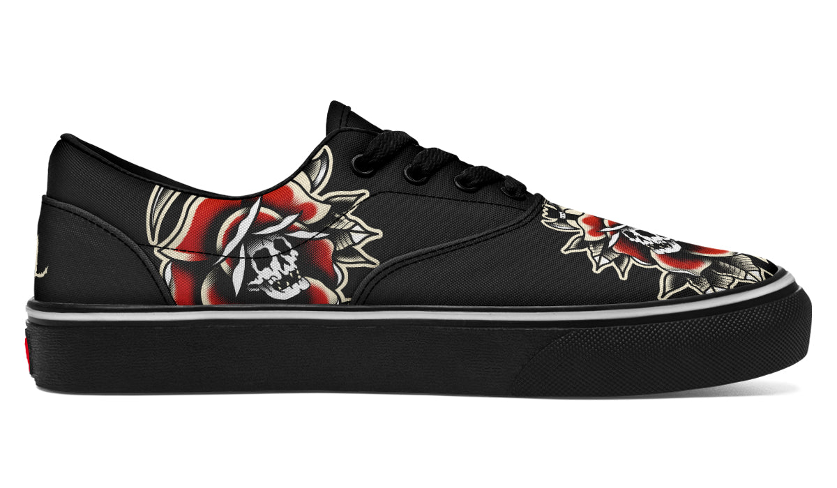 Red Rose Scythe Skull Classic Shoes