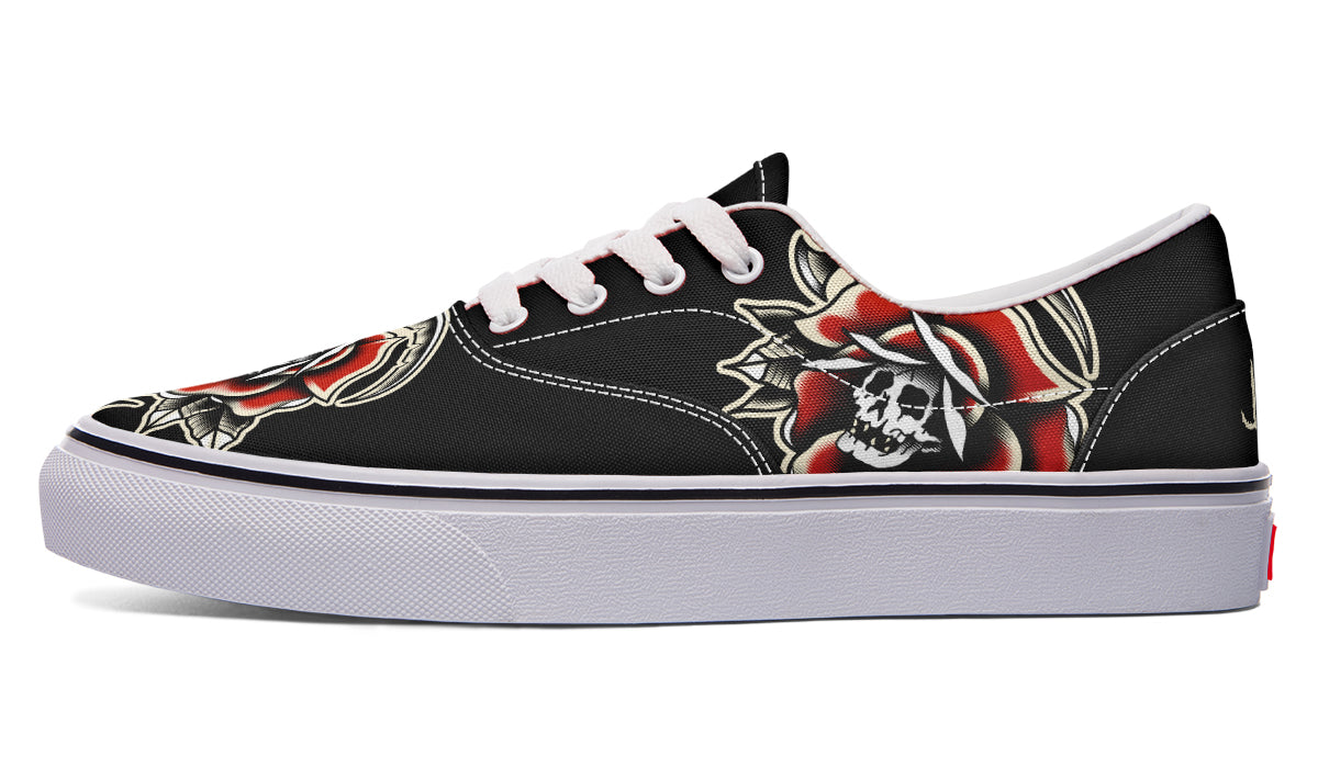 Red Rose Scythe Skull Classic Shoes