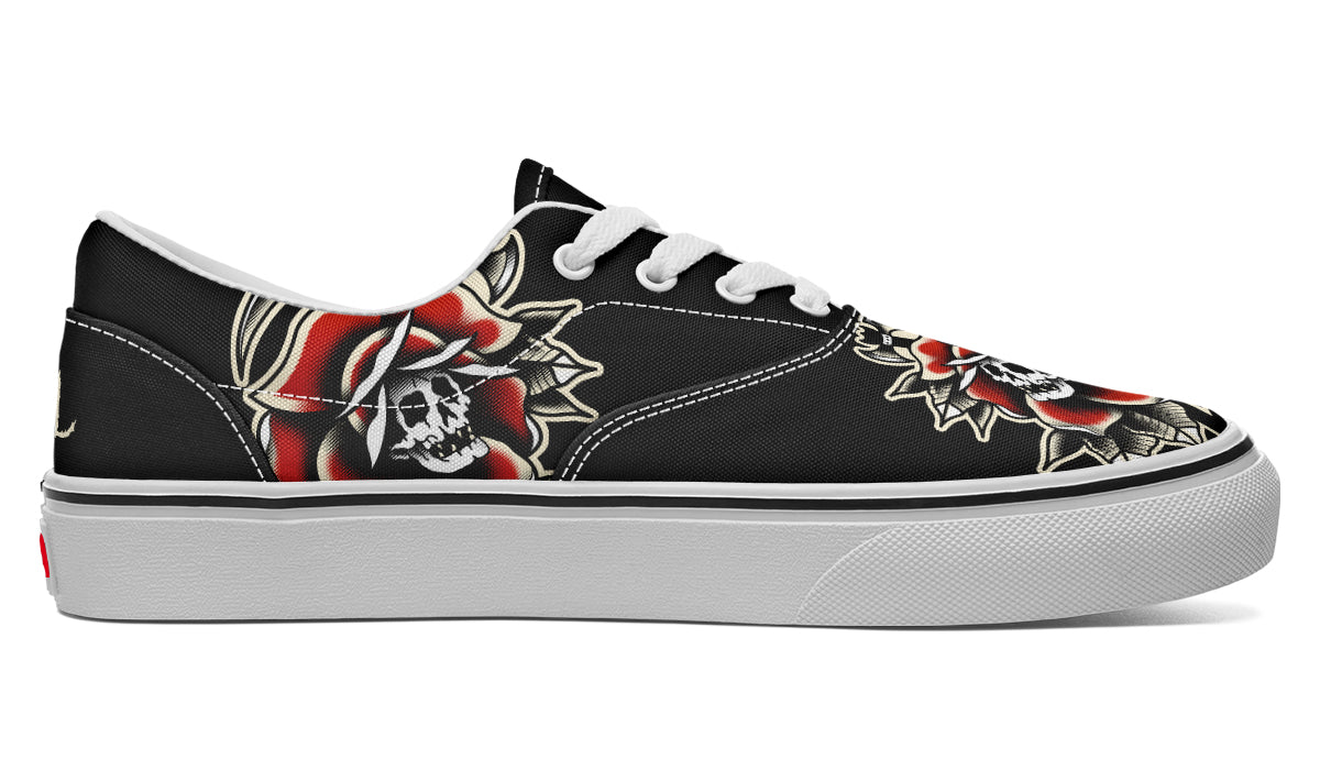 Red Rose Scythe Skull Classic Shoes