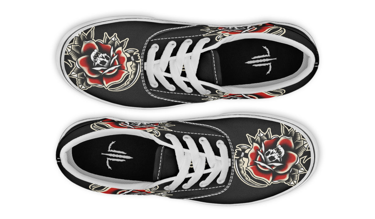 Red Rose Scythe Skull Classic Shoes