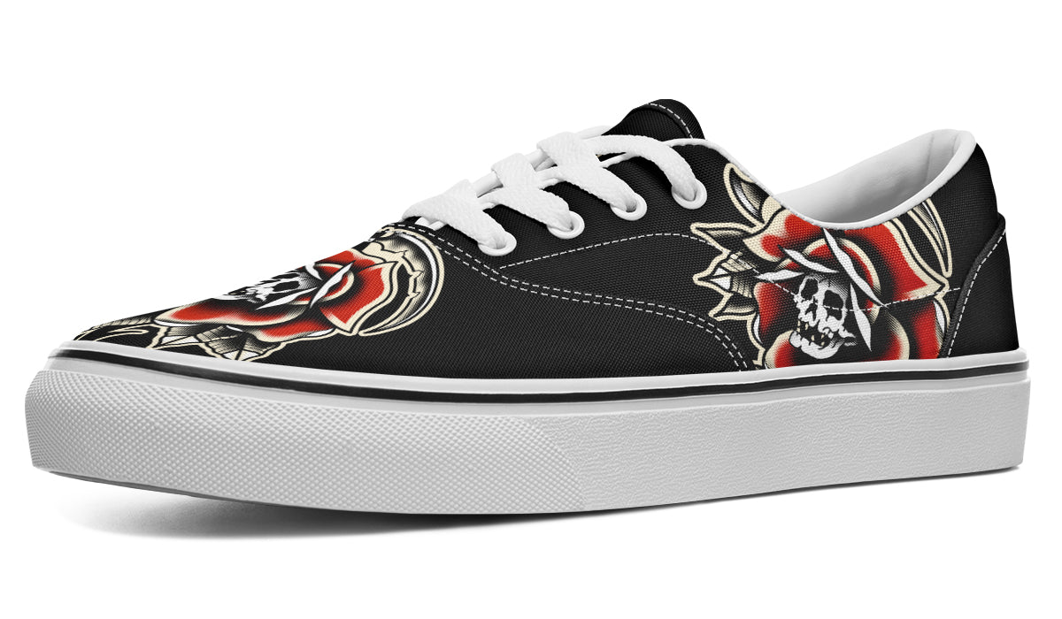 Red Rose Scythe Skull Classic Shoes