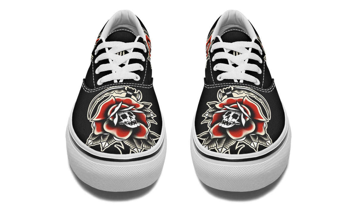 Red Rose Scythe Skull Classic Shoes