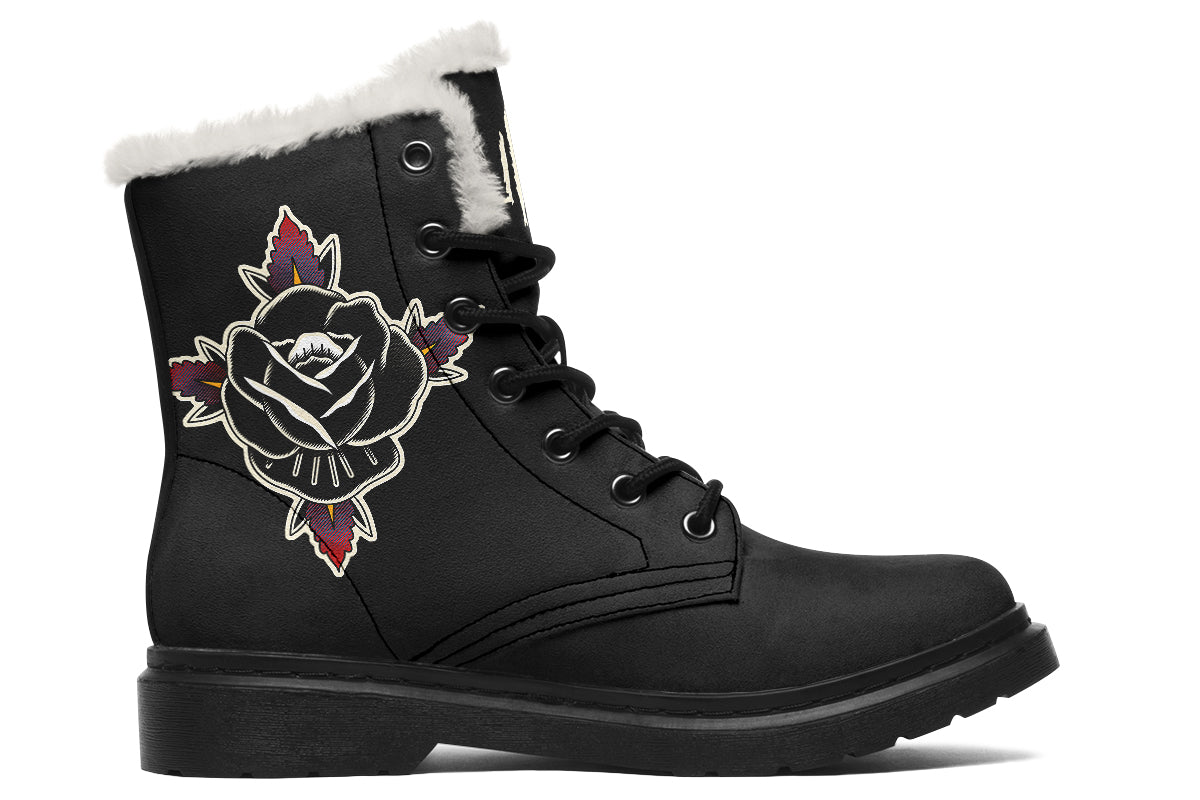 Black Rose Comfy Boots