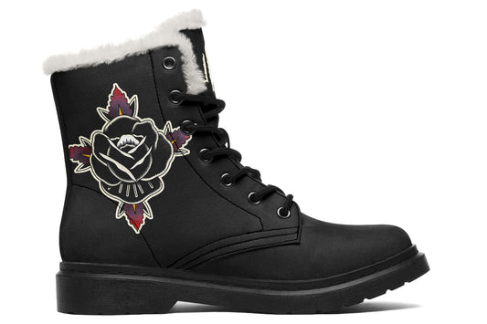 Black Rose Comfy Boots