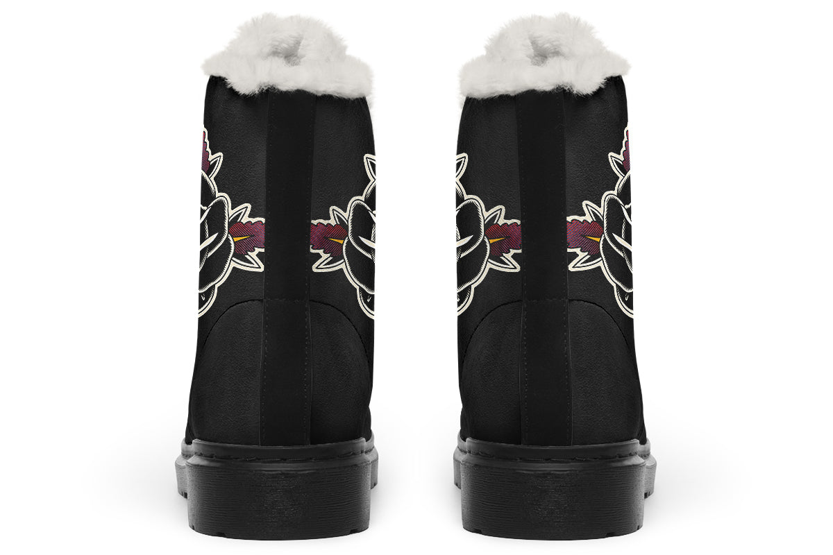 Black Rose Comfy Boots