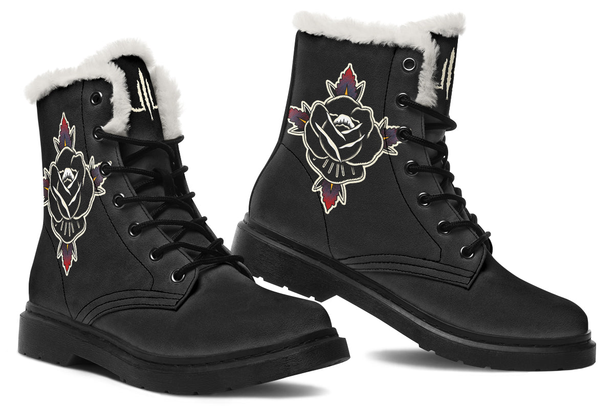 Black Rose Comfy Boots