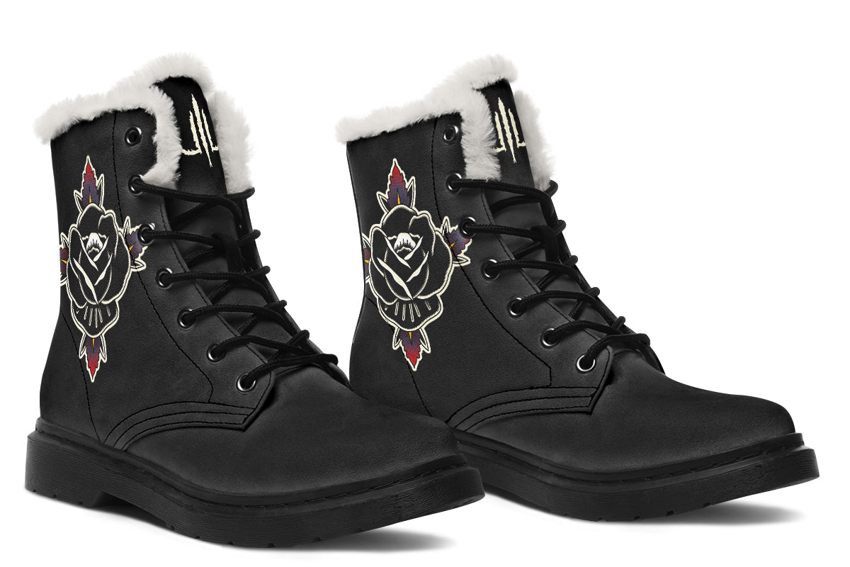 Black Rose Comfy Boots