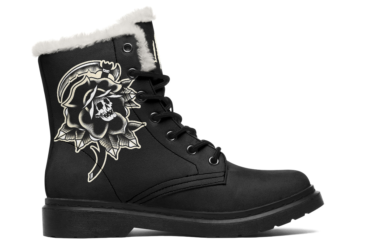 Black Rose Scythe Skull Comfy Boots