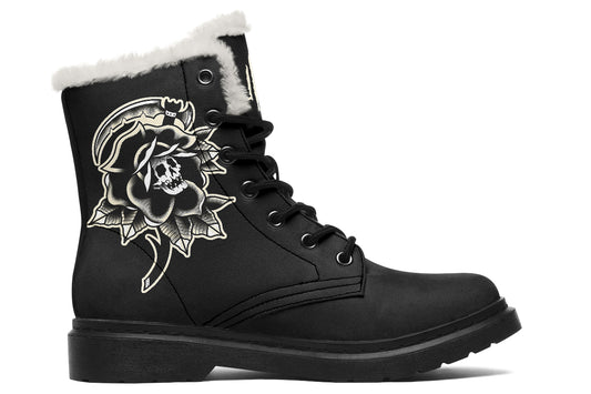 Black Rose Scythe Skull Comfy Boots