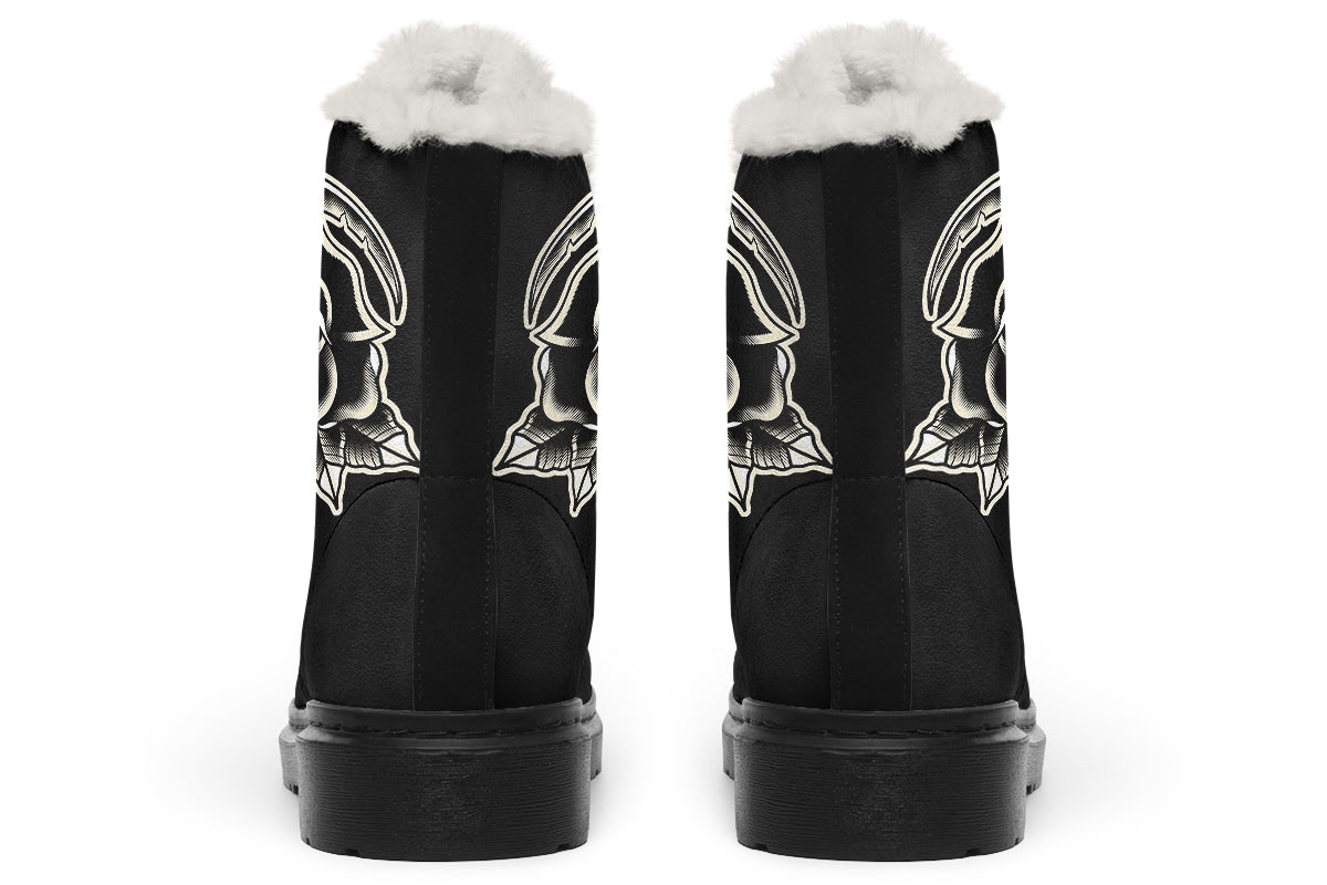 Black Rose Scythe Skull Comfy Boots