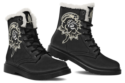 Black Rose Scythe Skull Comfy Boots