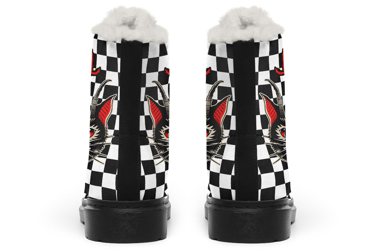 Cat Demon Checkered Comfy Boots
