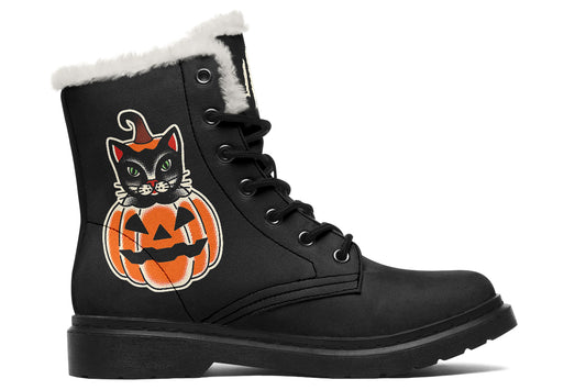Cat Pumpkin Slip Comfy Boots