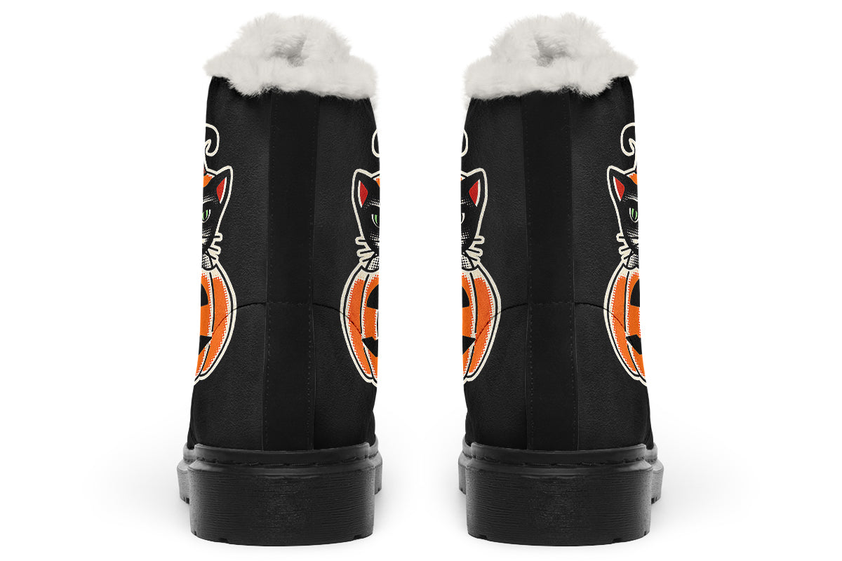 Cat Pumpkin Slip Comfy Boots