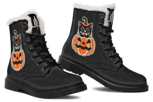 Cat Pumpkin Slip Comfy Boots