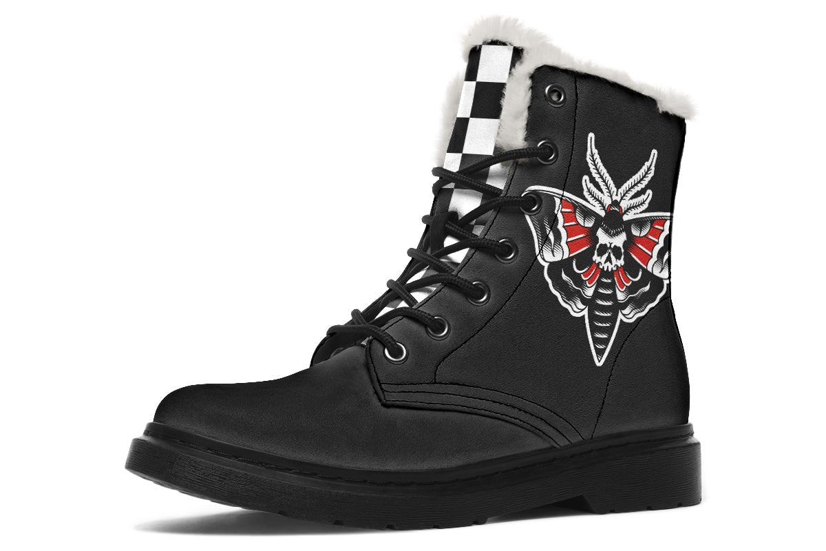 Checkered Death Moth Comfy Boots