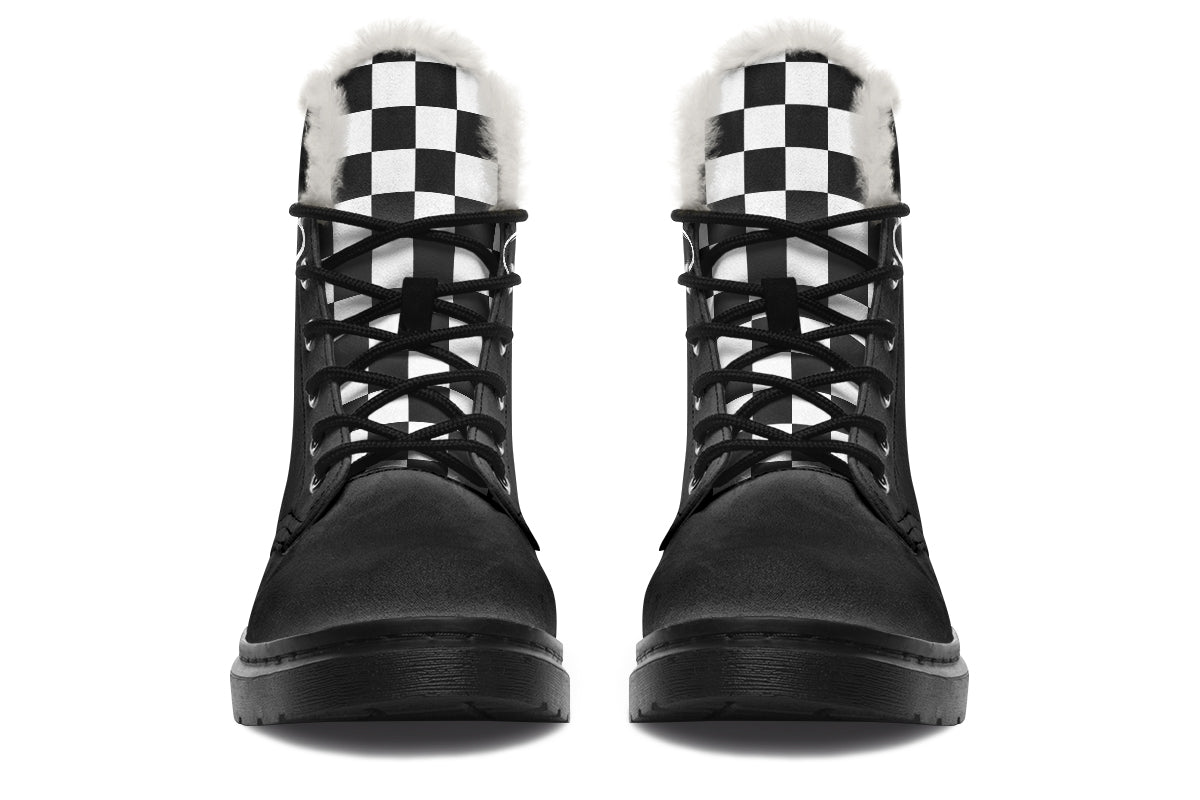 Checkered Death Moth Comfy Boots