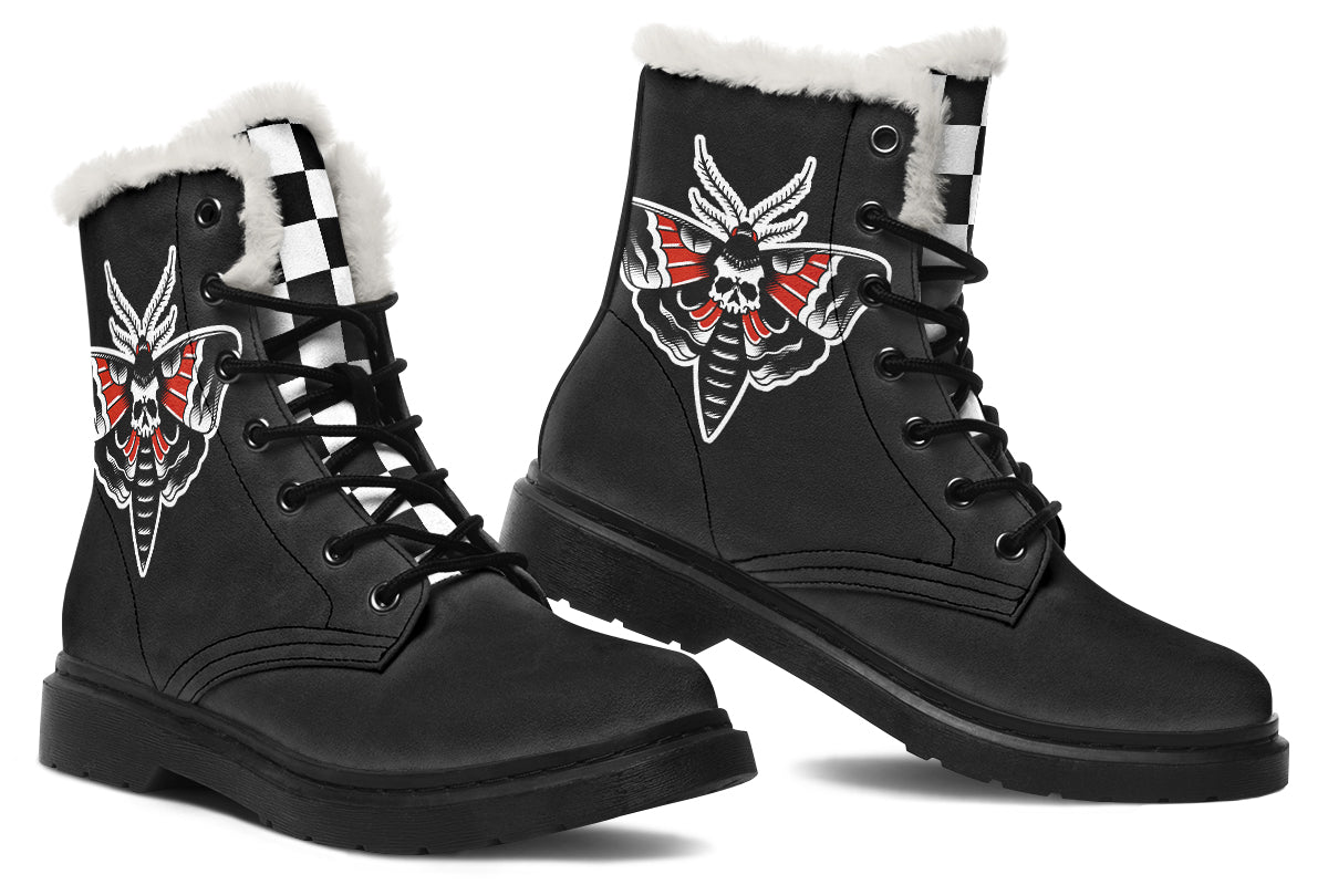Checkered Death Moth Comfy Boots