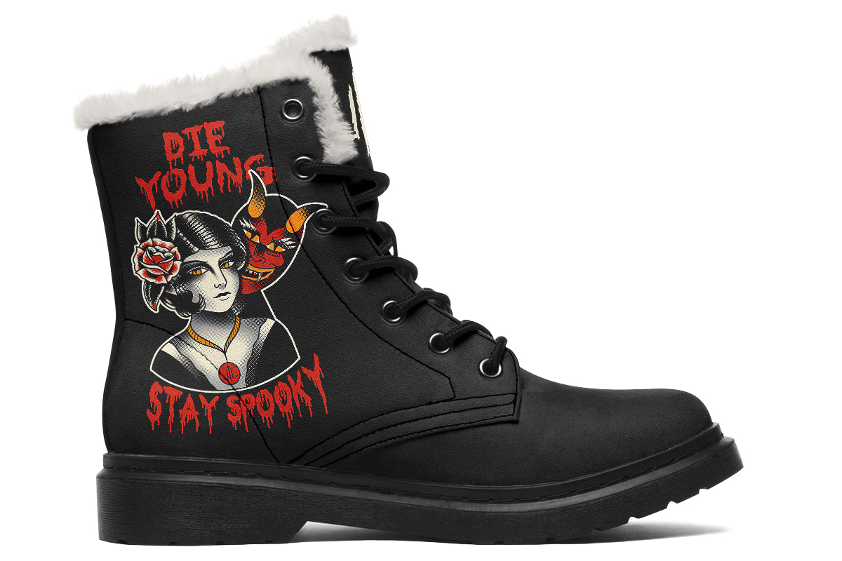Die Young Stay Spooky Comfy Boots