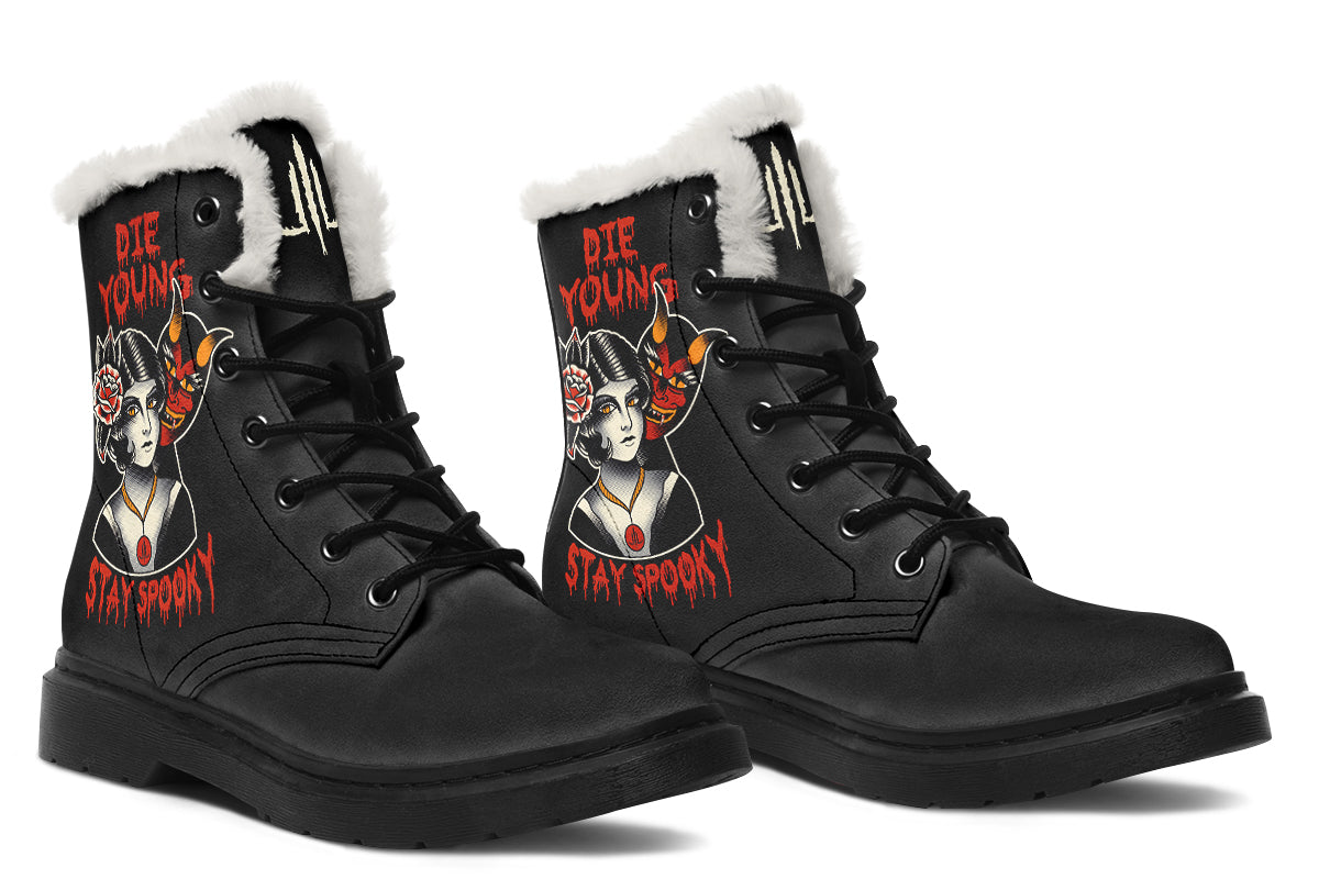Die Young Stay Spooky Comfy Boots