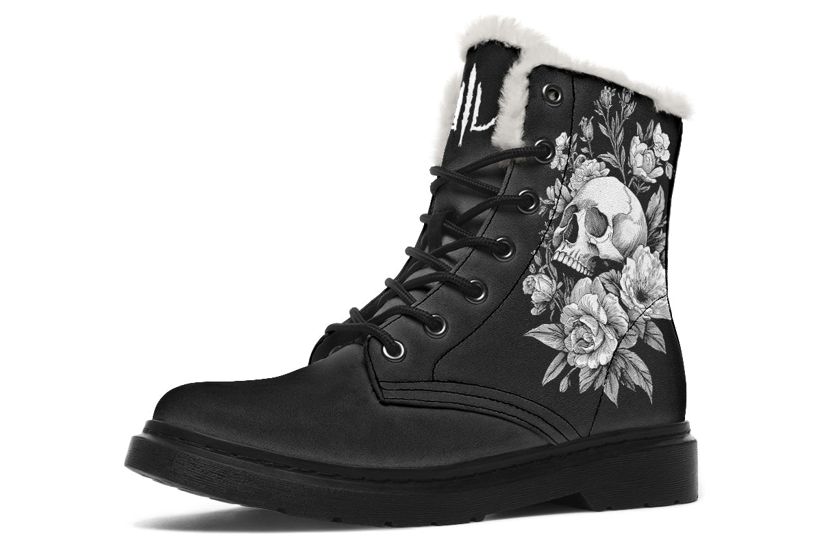 Flowering Skull Comfy Boots