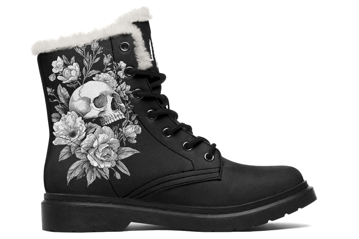Flowering Skull Comfy Boots