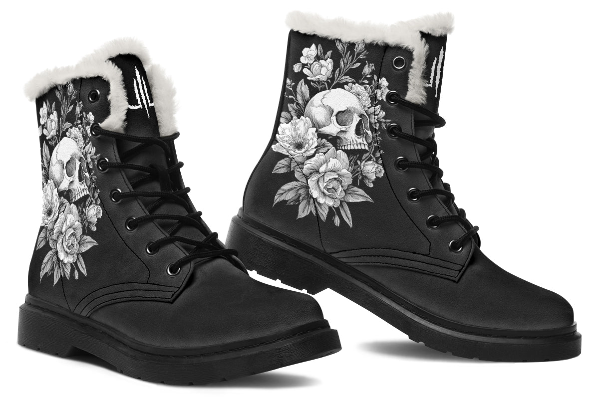 Flowering Skull Comfy Boots