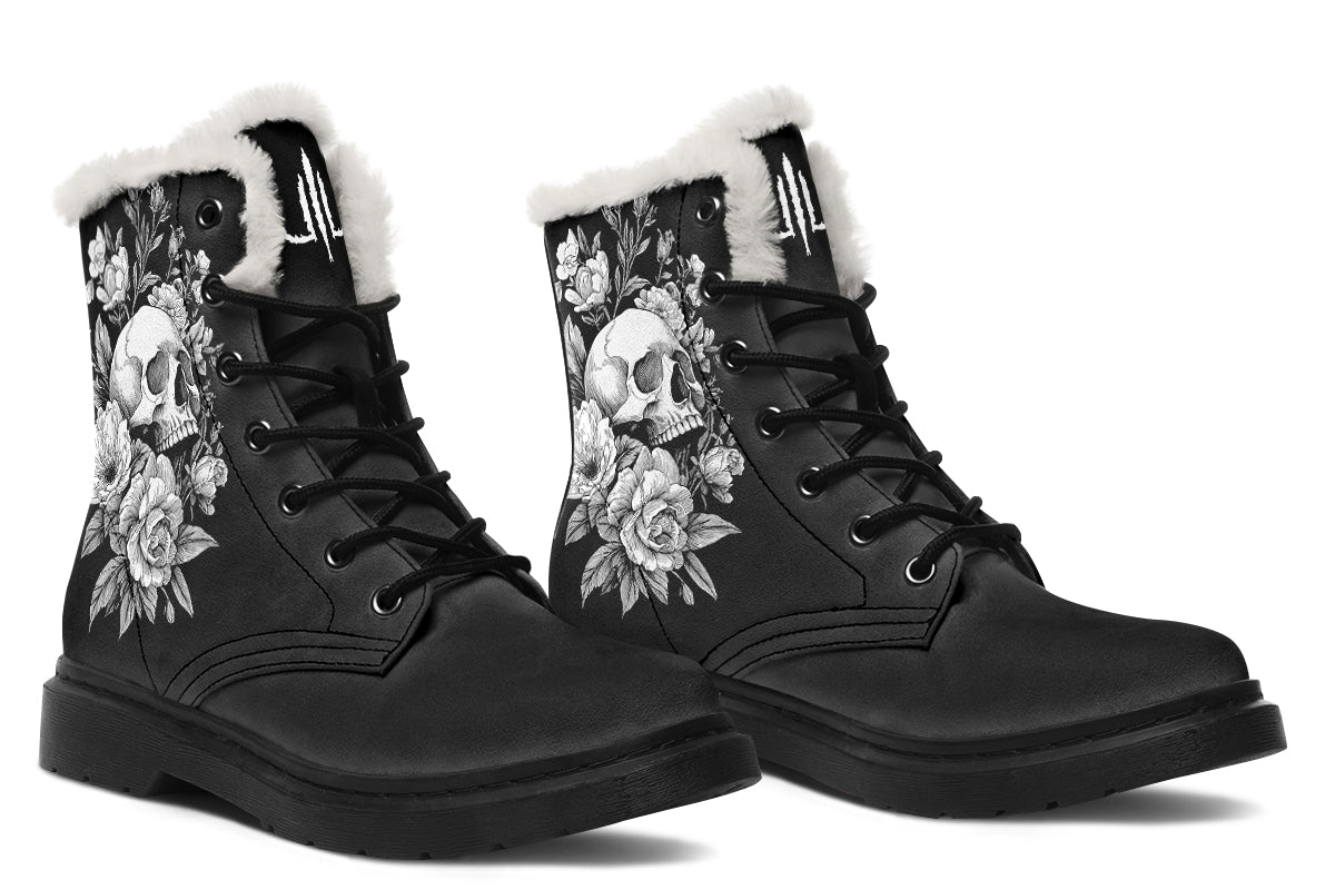 Flowering Skull Comfy Boots