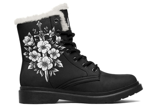 Minimalist Dagger Flowers Comfy Boots