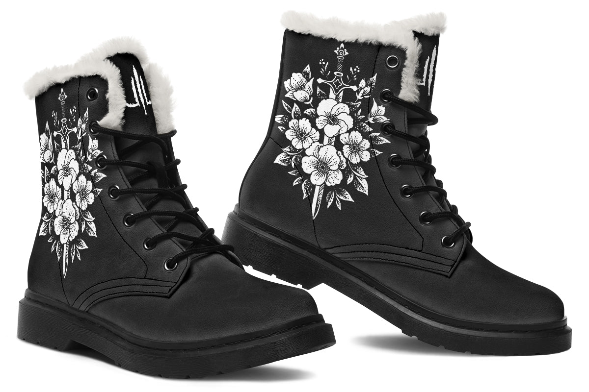 Minimalist Dagger Flowers Comfy Boots