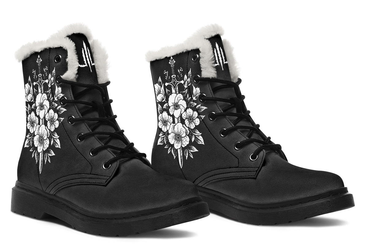 Minimalist Dagger Flowers Comfy Boots