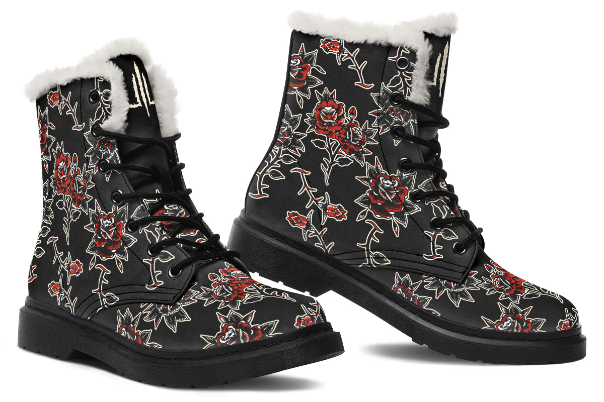 Pattern Rose Comfy Boots