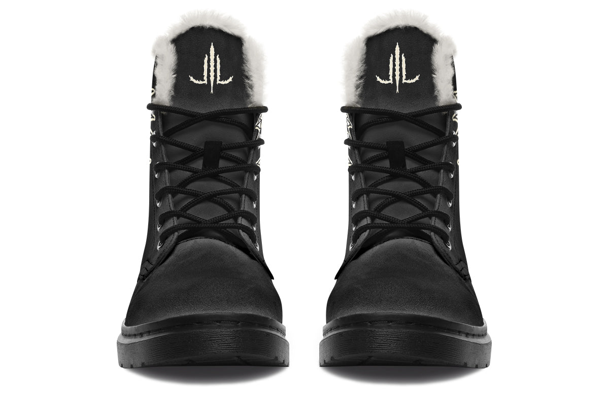 Red Rose Scythe Skull Comfy Boots