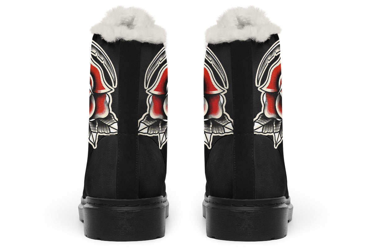 Red Rose Scythe Skull Comfy Boots