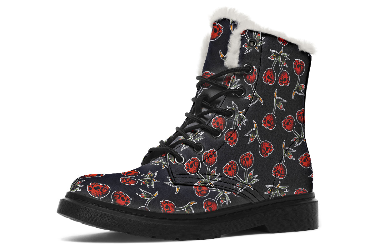 Skull Cherry Comfy Boots