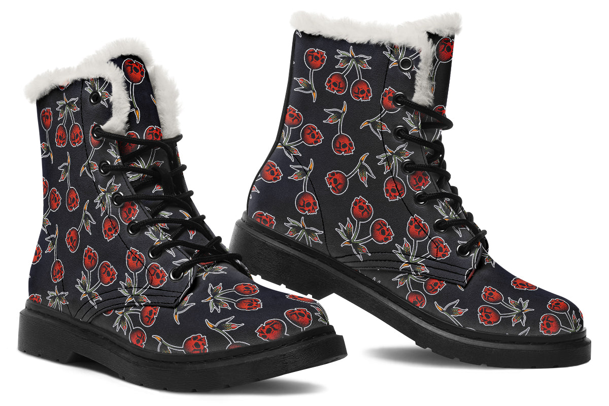 Skull Cherry Comfy Boots