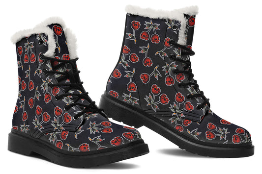 Skull Cherry Comfy Boots