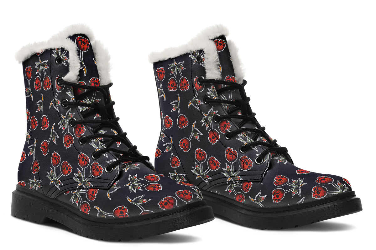 Skull Cherry Comfy Boots