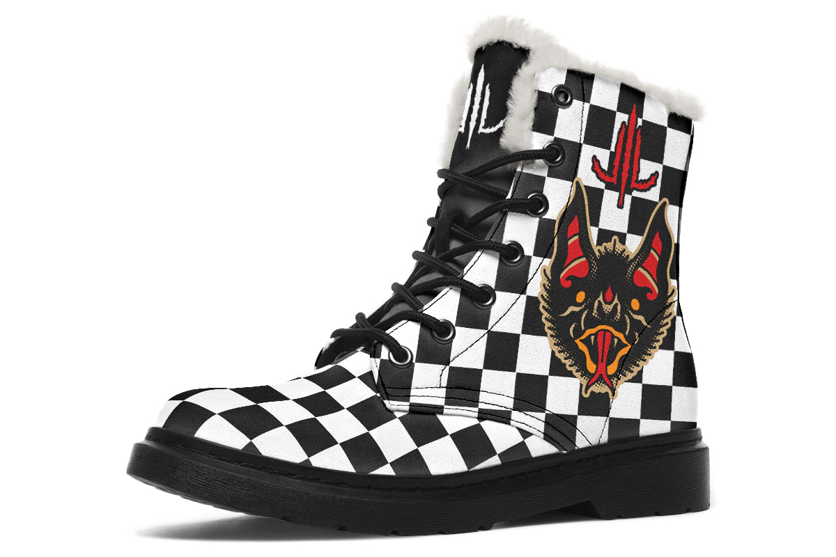 Vampire Bat Checkered Comfy Boots
