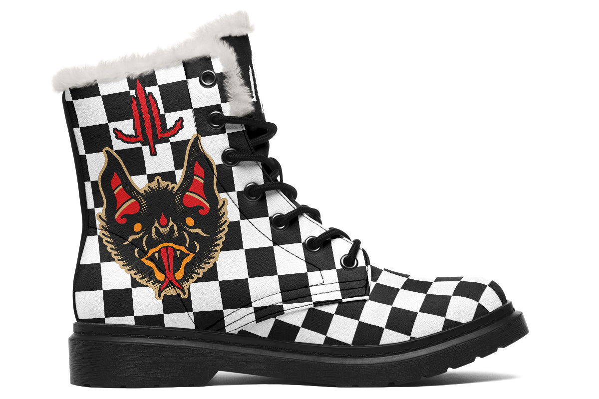 Vampire Bat Checkered Comfy Boots