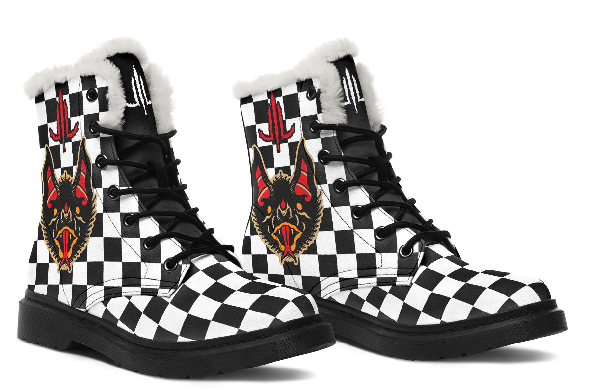 Vampire Bat Checkered Comfy Boots