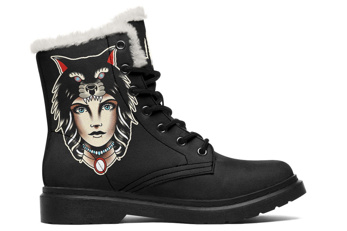 Wolf Cowl Girl Head Comfy Boots