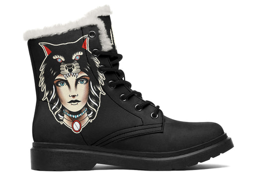 Wolf Cowl Girl Head Comfy Boots