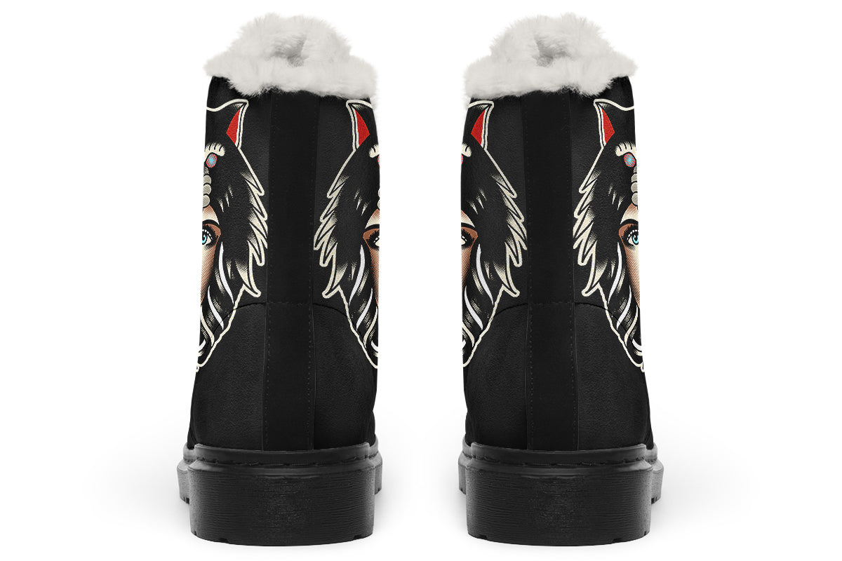 Wolf Cowl Girl Head Comfy Boots
