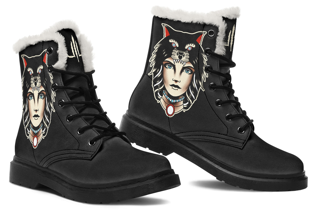 Wolf Cowl Girl Head Comfy Boots